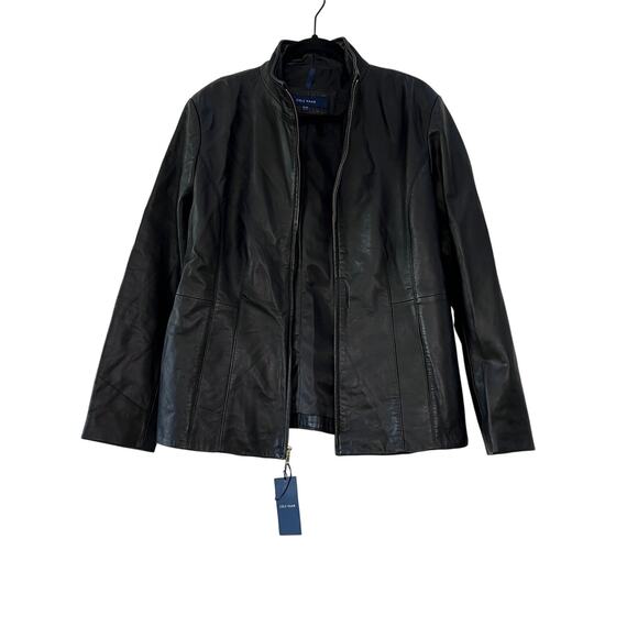 NWT Cole Haan Women’s Wing Collar Leather Jacket - Picture 1 of 7